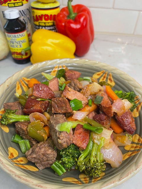 Pork Tasso + Beef Stir Fry